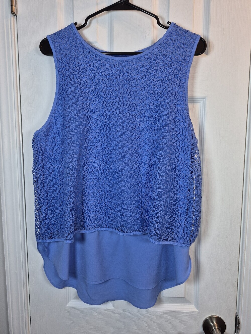 APT. 9 Periwinkle Blue Lace Layered Flowy Romantic Tank Top Size L Boho Chic